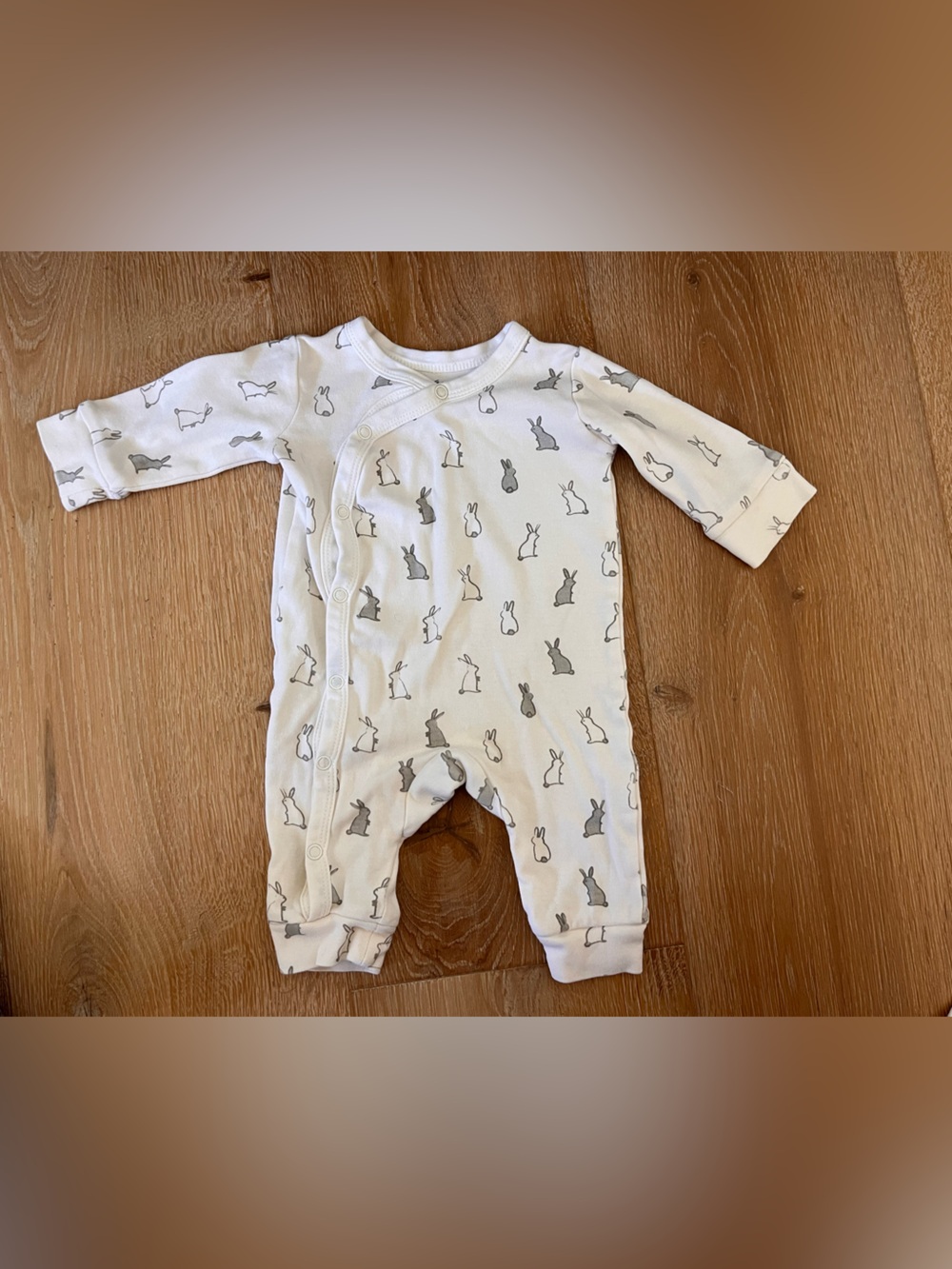 Neutral Bunny Print Baby One-Piece Bodysuit